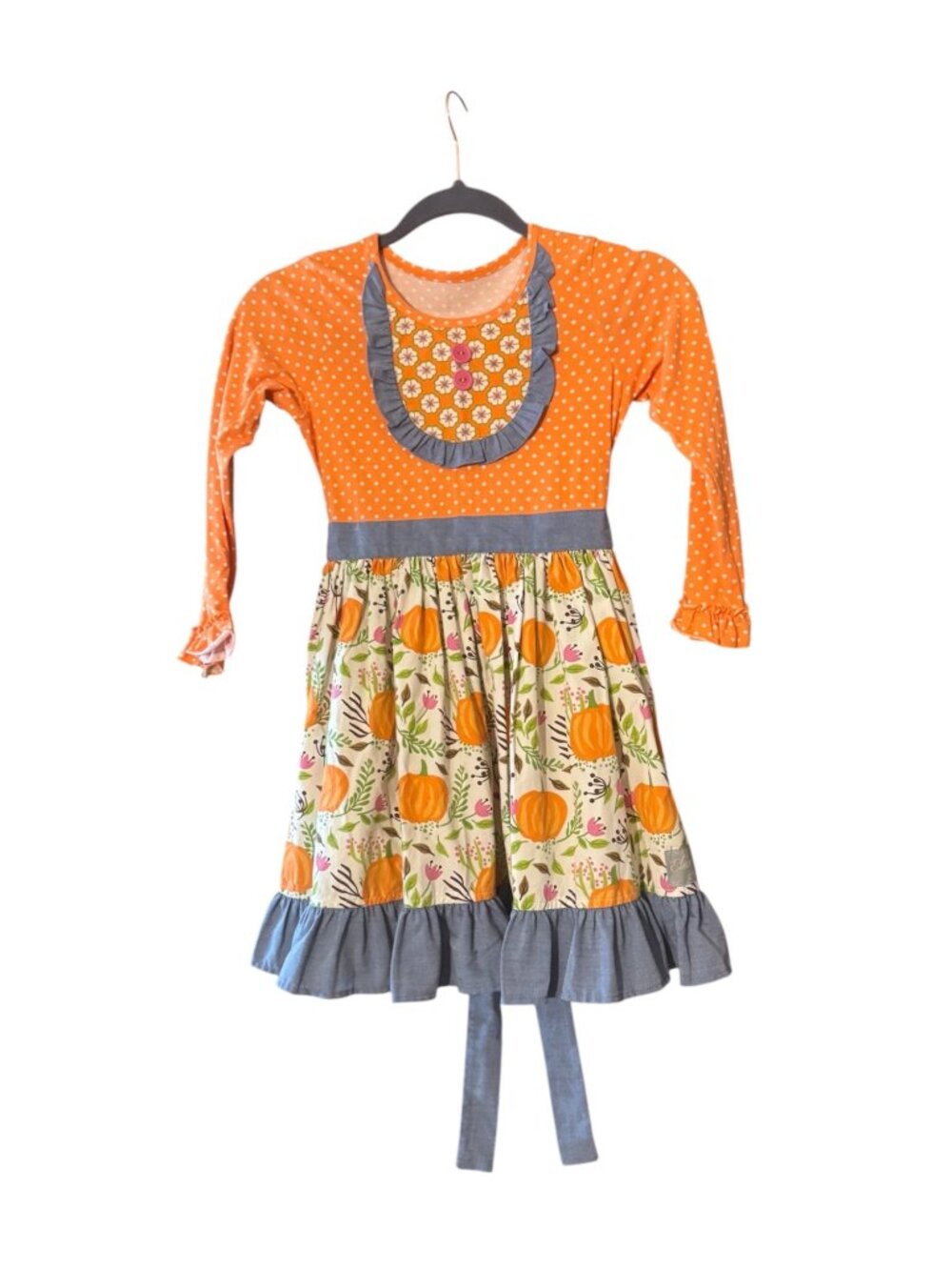 Eleanor Rose Girls Dress 7-8 Pumpkin Fall Thanksgiving Boutique Orange Floral